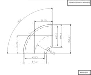 Aeroflow 1-5/8" (42mm) Steam Pipe Tube, 90 Degree Bend, 1.0D Radius (AF8503-1625)