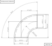 Aeroflow 1-5/8" (42mm) Steam Pipe Tube, 90 Degree Bend, 1.5D Radius (AF8513-1625)