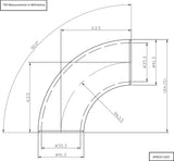 Aeroflow 1-5/8" (42mm) Steam Pipe Tube, 90 Degree Bend, 2.0D Radius (AF8523-1625)