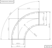 Aeroflow 1-5/8" (42mm) Steam Pipe Tube, 90 Degree Bend, 2.0D Radius (AF8523-1625)
