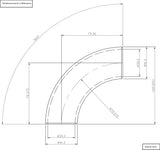 Aeroflow 1-5/8" (42mm) Steam Pipe Tube, 90 Degree Bend, 2.5D Radius (AF8533-1625)