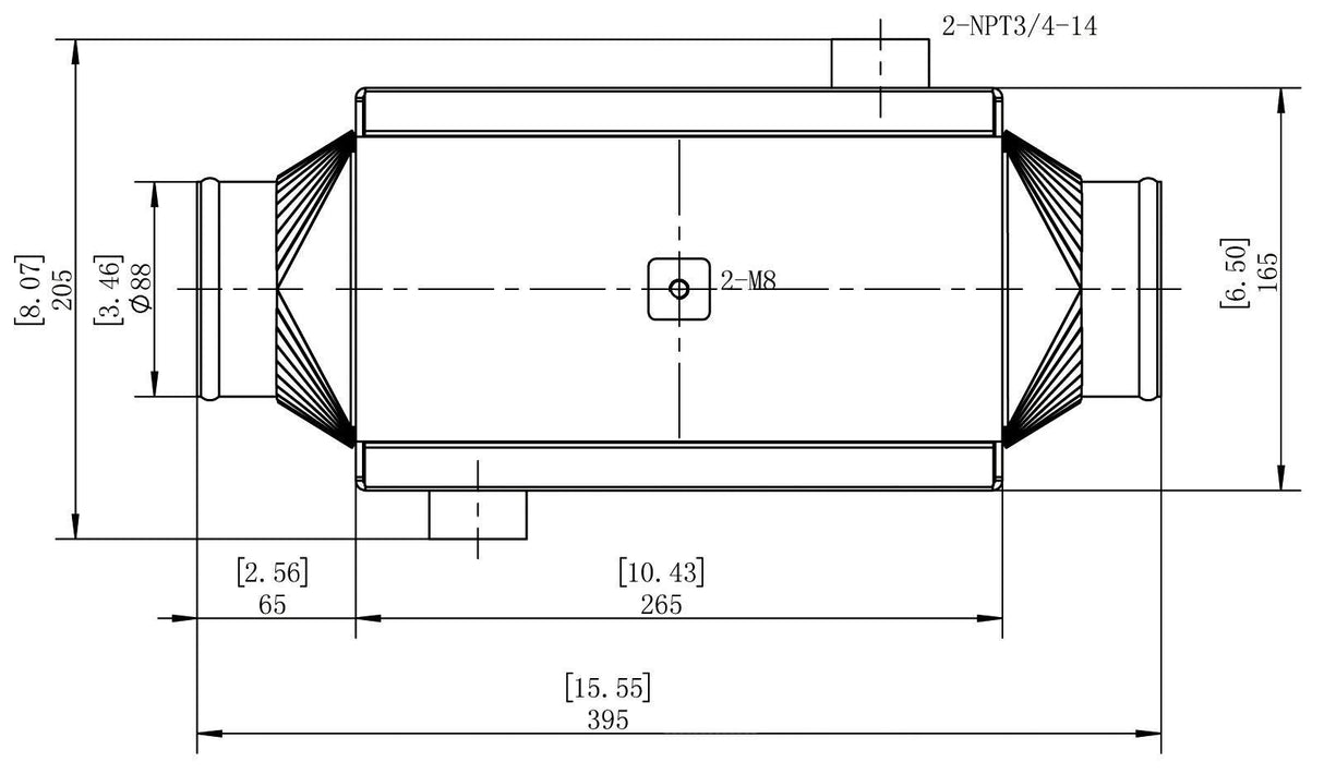 Aeroflow Water to Air Intercooler, 15" x 6.5" x 6&quot (AF90-3001)