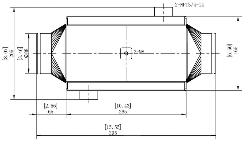 Aeroflow Water to Air Intercooler, 15" x 6.5" x 6&quot (AF90-3001)