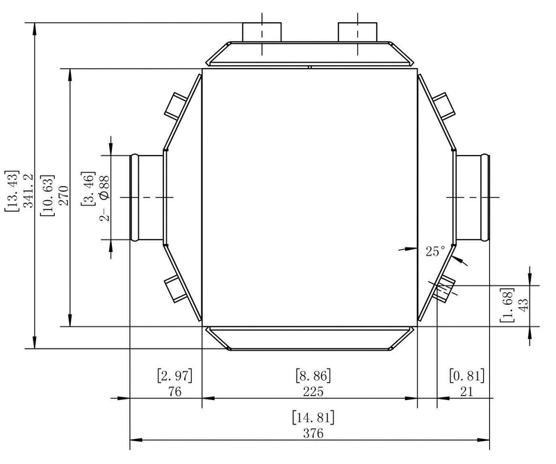 Aeroflow Water to Air Intercooler, 14" x 15" x 4.6&quot (AF90-3002)