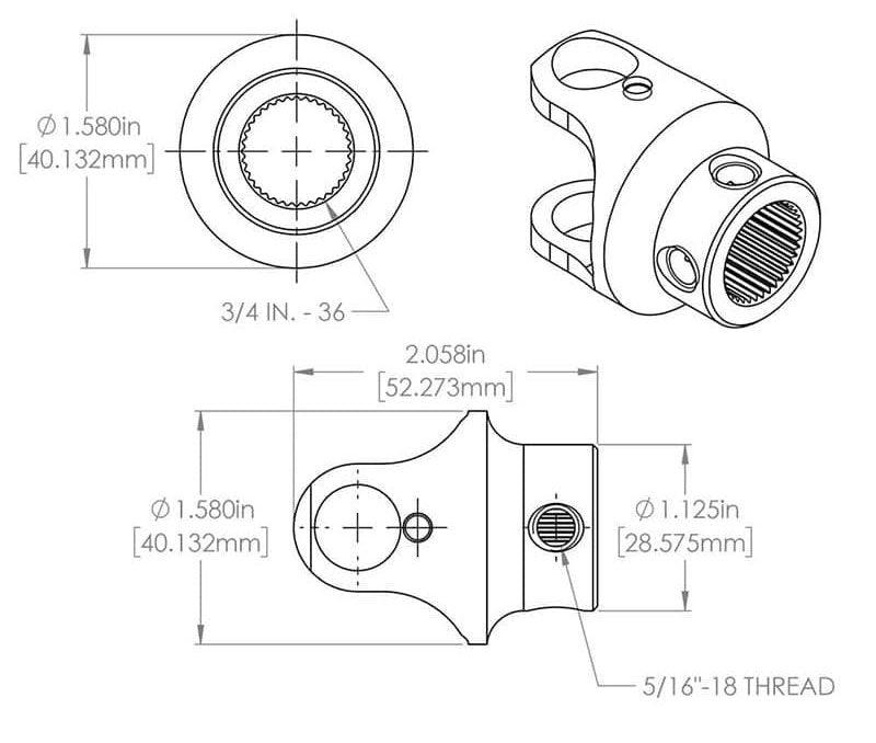 Flaming River Stainless Steel Universal Joint (FR2515DD)