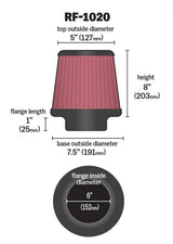 K&N Universal Clamp On Filter Fits 6 in (152 mm) (KNRF-1020)