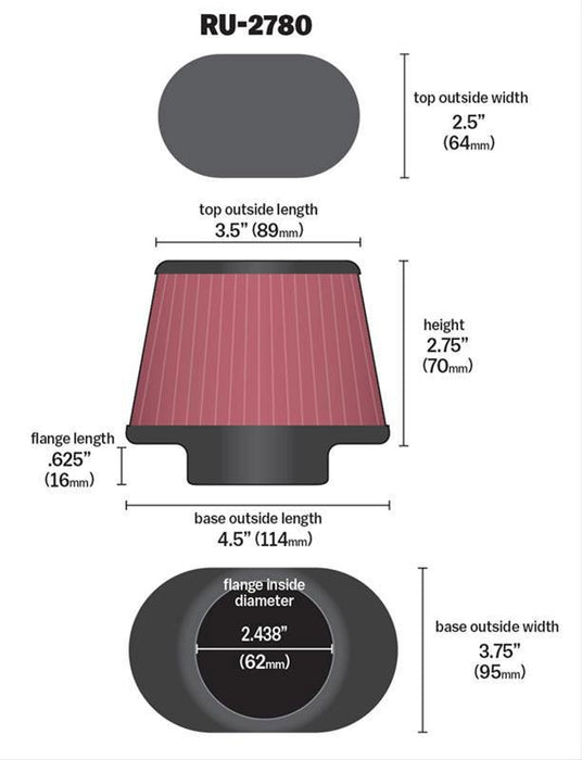 K&N Universal Clamp On Filter (KNRU-2780)