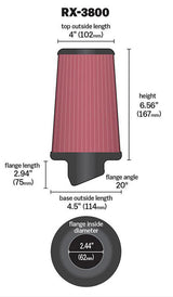 K&N X-Stream Universal Clamp On Filter Fits 2.438 in (62 mm) (KNRX-3800)