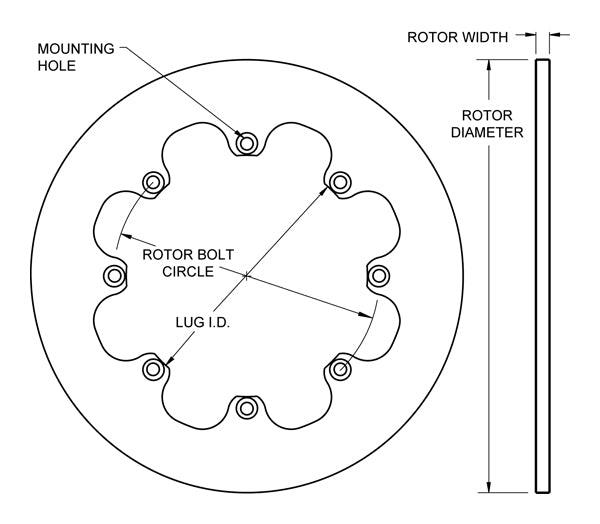 Wilwood 8 Bolt Standard Hole Mount Steel Rotor - Solid (WB160-0201)