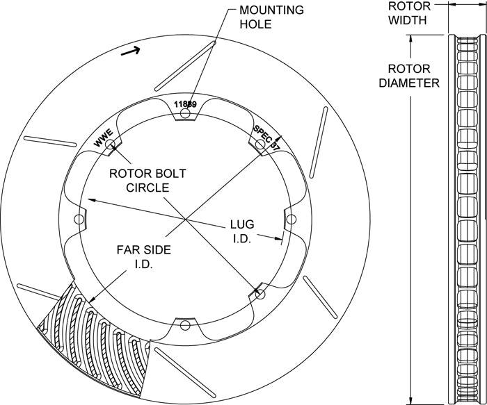 Wilwood GT 48 Curved Vane Slotted Rotor R/H (WB160-11839)